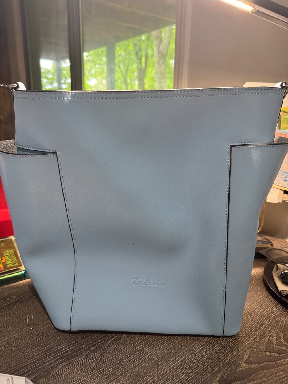 Blue Tote Bag by - Smooth Leather Everyday Tote. Bostanten
